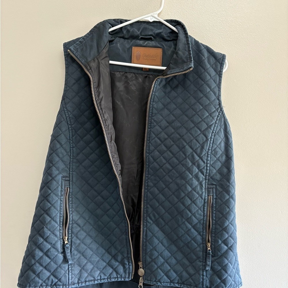Outback Trading Company Blue Vest with Zipper Pockets - Picture 1 of 8